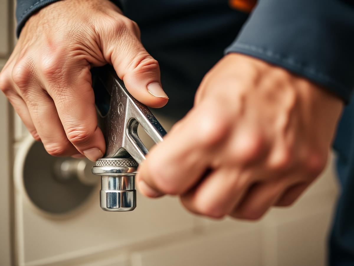 Plumber tightening a pipe fitting during a repair in Oakville
