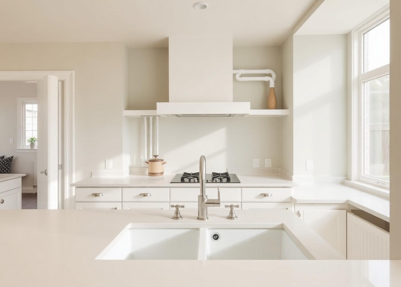 Bright residential Oakville kitchen with a clean sink and plumbing fixtures